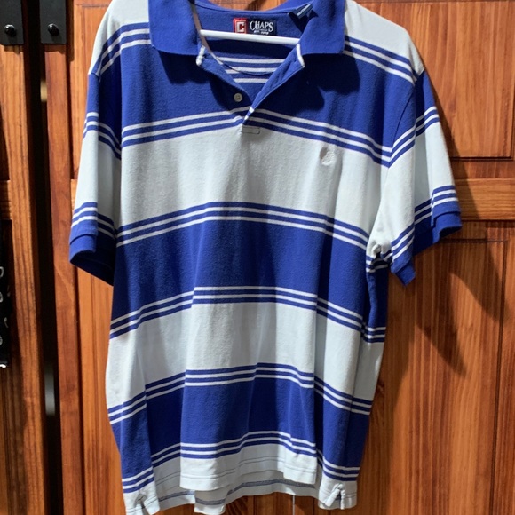 Chaps Other - Chaps light blue and royal blue striped polo top in good used condition szXXL